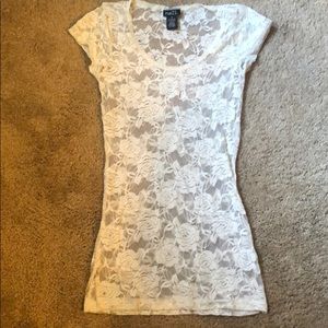 Rue 21 Floral Ivory Lace shirt